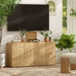 Mobiletto Multiuso a 2 Ante, Mobiletto Soggiorno o Ufficio in Legno con Maniglie in Alluminio, 70x39x70cm - immagine 9