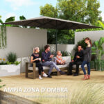 Ombrellone Doppio da Giardino 4,5x2,6 m, Apertura a Manovella e 12 Stecche, Grigio - immagine 4
