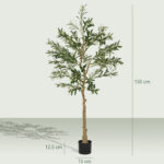 Pianta Artificiale di Olivo Alta 150 cm, Albero Finto con 720 Foglie e 32 Olive, Vaso Incluso - immagine 3