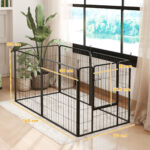 Recinto per Cani a 6 Pannelli Modulabili Pieghevole con Porta in Acciaio, Altezza 80 cm, Grigio Scuro - immagine 3