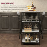 Set da Pranzo 3 Pezzi con Bancone Bar con Ripiani e 2 Sedie Alte con Schienale, Grigio Chiaro - immagine 6