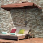 Ombrellone Semicircolare 2,3x1,3 m da Terrazza e Giardino per Parete con Manovella, Caffè - immagine 2