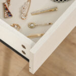 Tavolo Trucco con Specchio e 2 Cassetti per Accessori, in Legno, 80x40x123 cm, Bianco - immagine 8