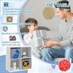 Scaffale Portagiochi per Bambini con 4 Scomparti e Contenitori, 61,8x29,9x61,8cm, Bianco - immagine 7