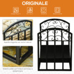 Portalegna da Interno ed Esterno in Metallo con Ripiano Curvo, Fino 60kg di Legna, Nero, 60,5x36x46,5cm - immagine 4