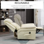 Poltrona Relax Alzapersona Elettrica con Imbottitura Spessa e Telecomando, 96x93x105cm, Crema - immagine 5