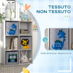 Scaffale Portagiochi per Bambini 3+ Anni a 6 Cubi, in MDF e Melamina, 61,8x29,9x91,5 cm, Grigio e Bianco - immagine 5