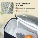 Cesta da Pic Nic per 4 Persone con Area Frigo e Accessori, in Vimini, 54x34x20 cm, color Legno - immagine 5