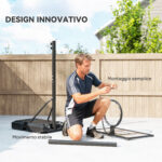 Canestro Basket a 6 Altezze Regolabili con Base Riempibile e Rotelle, in PE, Acciaio e Poliestere, Nero - immagine 6