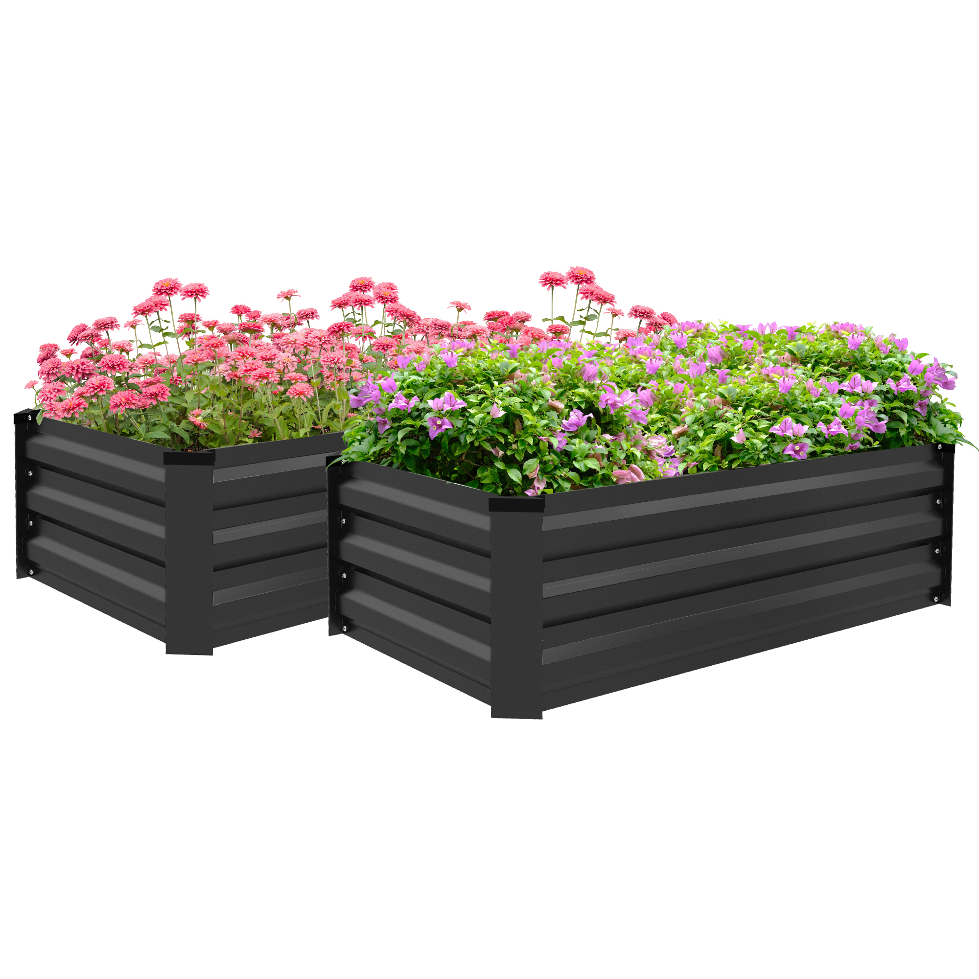 nfy8b6194932e0bd3.jpg Set di 2 Letti per Orto Rialzato con Fondo Aperto in Acciaio Galvanizzato, 1x60x30cm, Grigio - immagine 1
