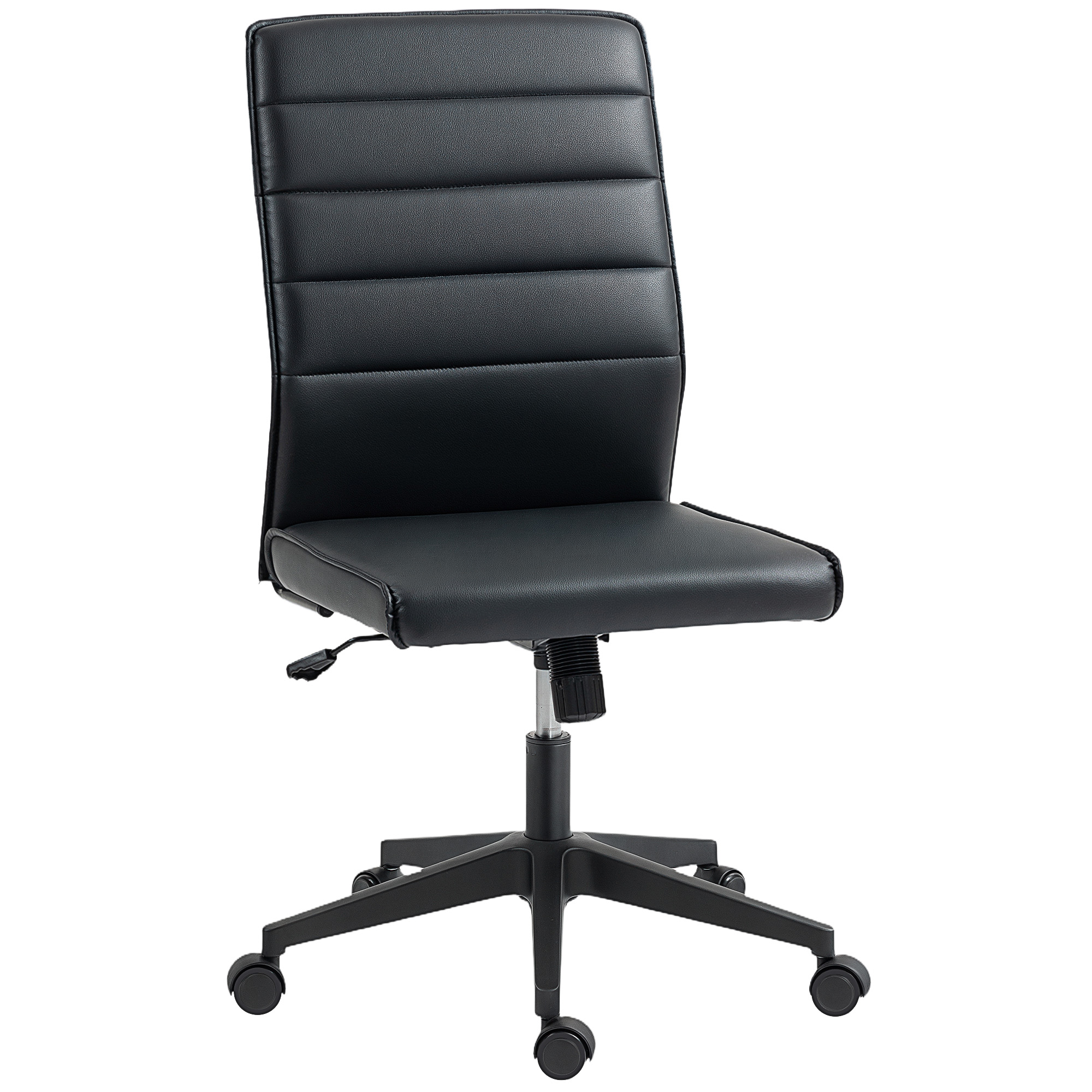 nujcb819a51c73216.jpg Sedia da Ufficio Ergonomica e Regolabile con Schienale Ricurvo, in Pelle PU e Acciaio, 58x53x97-107 cm, Nero - immagine 1