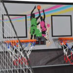 Canestri Basket con Tabellone LED, 4 Palloni e 8 Modalità di Gioco, 205x110x205 cm, Bianco e Nero - immagine 9