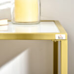 Mobile Consolle da Ingresso in Acciaio e Vetro Temperato, 1x35,5x80cm, Bianco e Oro - immagine 9