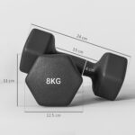 Set 2 Manubri Esagonali da 2x8 kg in Metallo e Plastica con Impugnatura Antiscivolo, 24x11x11 cm, Nero - immagine 3
