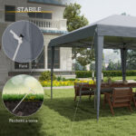 Gazebo da Giardino Pop-up 6x3 m Pieghevole, Tendone per Feste con Sacca di Trasporto, Grigio - immagine 7