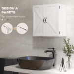 Armadietto Pensile Bagno in Legno Stile Country con Ripiano Regolabile, 60x30x60cm, Bianco - immagine 5