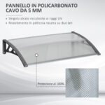 Tettoia Moderna in Policarbonato, Alluminio e PP per Balconi, Finestre e Porte, 110x60x18 cm - immagine 4