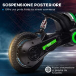 Moto Elettrica per Bambini con Acceleratore Manuale, 2 Velocità 8-16km/h, Età 8-12 Anni, Verde - immagine 8