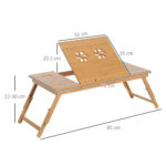 Tavolino da Letto per PC Pieghevole e Inclinabile con Cassetto, 72x35x22-30, Colore Legno - immagine 3