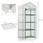 Serra per Piante Verticale con Scaffale a 4 Ripiani in Acciaio e PE Bianco, 70x50x160cm - immagine 3