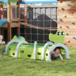 Tunnel per Bambini 3-6 Anni a Forma di Coccodrillo, Gioco per Interno ed Esterno in Plastica, Verde - immagine 2