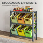 Scaffale per 6 Casse di Bevande Autoportante a 3 Livelli con Ripiani Regolabili, 110x30x110cm, Grigio - immagine 5