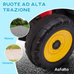 Trattore Elettrico per Bambini 3-6 Anni con Rimorchio Rimovibile, Batteria 12V e Telecomando, Rosso - immagine 7