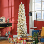 Albero di Natale Innevato con 329 Rami e Luci LED Bianche, in Plastica e Metallo, Ø52x180 cm, Verde - immagine 2