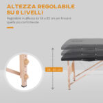 Lettino per Massaggio Portatile e Regolabile con Cuscino Rimovibile e Borsa, 186x60x58-81 cm, Nero - immagine 4