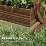 Fioriera da Esterno a 3 Livelli con Ruote Decorative in Legno di Abete Carbonizzato, 62x61x57 cm - immagine 6