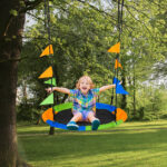 Altalena Rotonda a Nido per Bambini di +3 Anni per Giardino, Esterni, Interni, Cameretta, Multicolor Φ1x120-180Acm - immagine 2