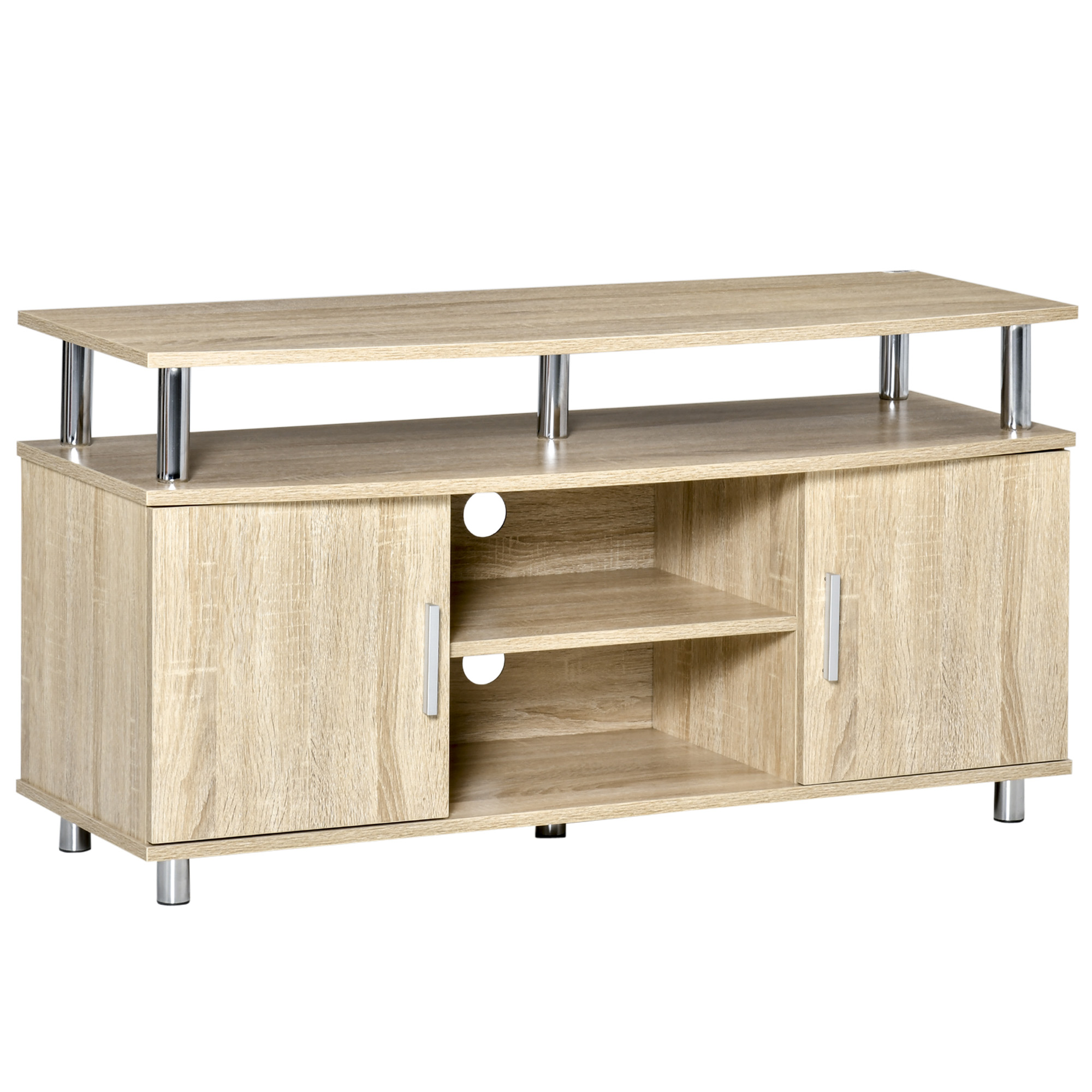okge1c194949e18dc.jpg Mobile TV Moderno con 2 Ripiani, Fori Passacavi e 2 Armadietti in MDF 105x40x55cm - Quercia - immagine 1