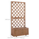 Fioriera da Esterno con Grigliato per Rampicanti e Vaso, in Legno di Abete, 72,5x31,5x149,5 cm, Arancio - immagine 3