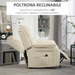 Poltrona Alzapersona Reclinabile a 160° con Poggiapiedi e Telecomando, in Pelle PU e Acciaio, 76x90x105 cm, Crema - immagine 5