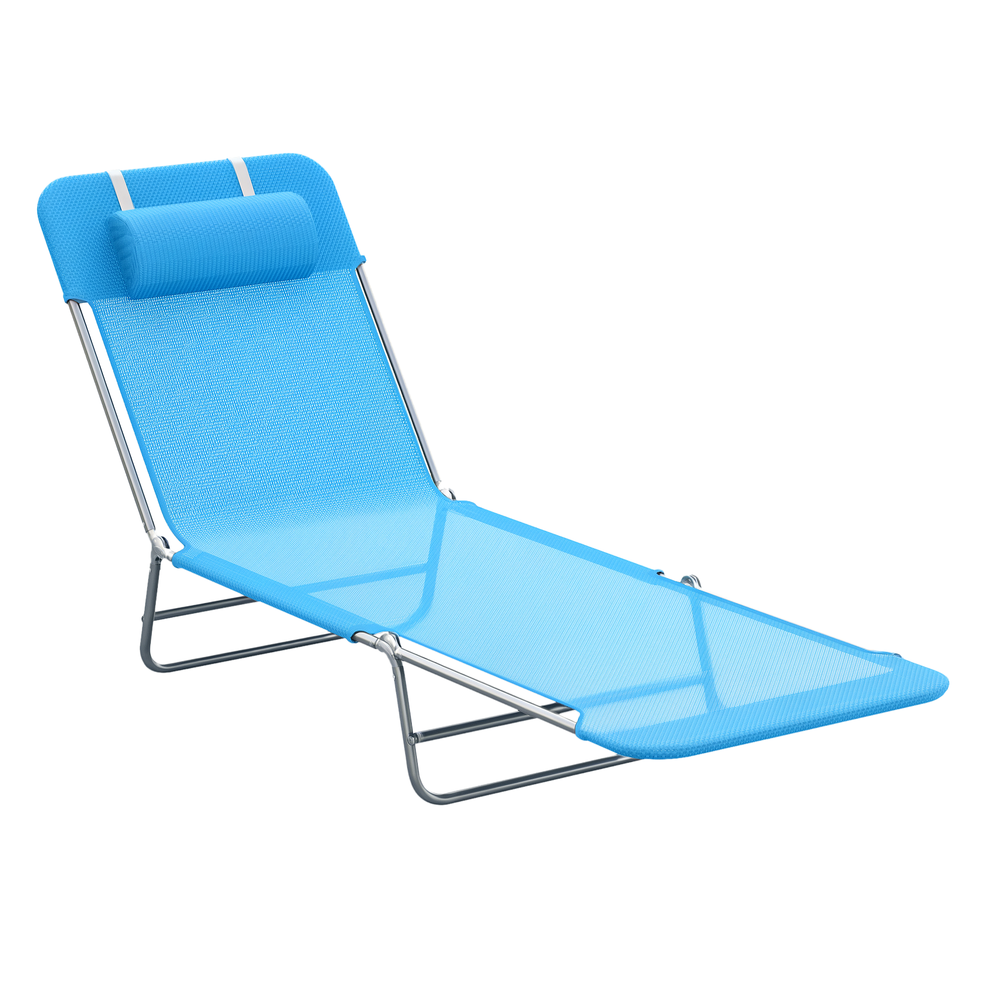otI8de197db02779f.png Lettino Prendisole Pieghevole con Schienale Reclinabile e Cuscino, 182x56x24,5cm - immagine 1