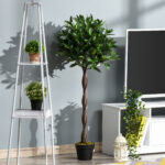Set di 2 Alberi di Alloro in Vaso, Piante Finte in Plastica Altezza 120cm per Interni - immagine 2