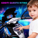 Moto Elettrica per Bambini con Rotelle, Specchietti e Poggiapiedi, in PP e Metallo, 85,5x44,5x56 cm, Blu - immagine 7