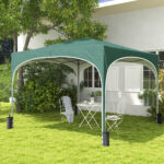 Gazebo da Giardino ad Altezza Regolabile con Fori di Drenaggio e Borsa da Trasporto, in Metallo, Verde - immagine 2