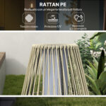 Lampada Solare da Giardino con Illuminazione LED, in PE, Rattan e Acciaio, Ø26x72 cm, Grigio - immagine 6