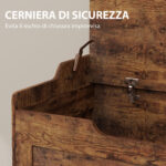 Panca Contenitore da 103L Multifunzione color Legno con Cuscino in Tessuto Grigio, 75x40x56 cm - immagine 6