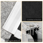 Rampa per Sedia a Rotelle Pieghevole con Guide Laterali, in Lega di Alluminio, 61x72 cm, Argento e Nero - immagine 5