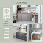Torre Montessoriana per Bambini, Learning Tower con Altezza Regolabile in MDF, 40x50x90cm, Bianco - immagine 7