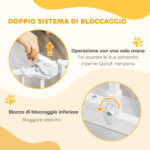 Cancelletto per Cani con Porta Piccola, Montaggio a Pressione e Chiusura Automatica, 74-80x91,4cm, Bianco - immagine 6