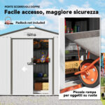 Casetta Porta Utensili in Acciaio, Capanno da Giardino con Porte Scorrevoli, 213x130x185 cm, Bianco - immagine 5