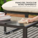 Set da Giardino 4 Pezzi con Divanetto, 2 Poltrone e Tavolino, in Acciaio, Poliestere e Cotone PP, Beige e Grigio - immagine 5