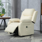 Poltrona Alzapersona Reclinabile a 160° con Poggiapiedi e Telecomando, in Pelle PU e Acciaio, 76x90x105 cm, Crema - immagine 2
