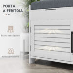 Panca Scarpiera con Ripiano Interno Regolabile su 3 Livelli, in MDF e Simil Lino, 90x36x50 cm, Bianco e Grigio - immagine 7