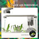 Acquario in Vetro con Luci LED da 20L, Filtro e Pompa d'Acqua, 38x26x27 cm, Bianco - immagine 5