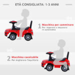 Macchina Cavalcabile Giocattolo per Bambini 12-36 Mesi, Macchina a Spinta con Vano Contenitore e Schienale, Rossa - immagine 4