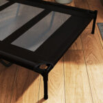 Lettino per Cani Rialzato con Borsa da Viaggio, in Metallo e Tessuto Oxford, 122x92x23 cm, Nero - immagine 8